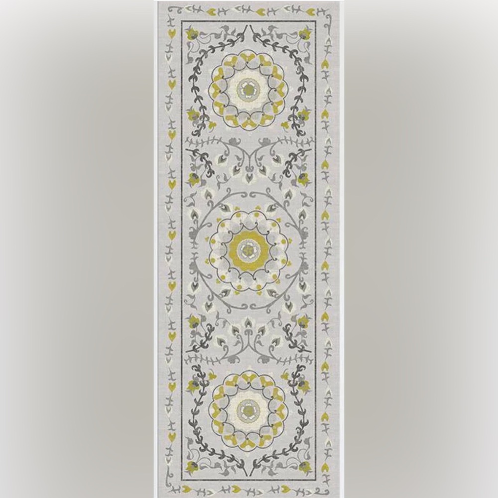 Ruggable Suzani Yellow Gray and Yellow Patterned Hallway Runner Rug 2.5x7